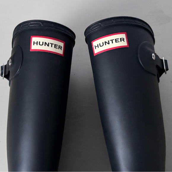 HUNTER Original Tall Wellington Matte Black Reflective Waterproof Rain Boots - Picture 6 of 10